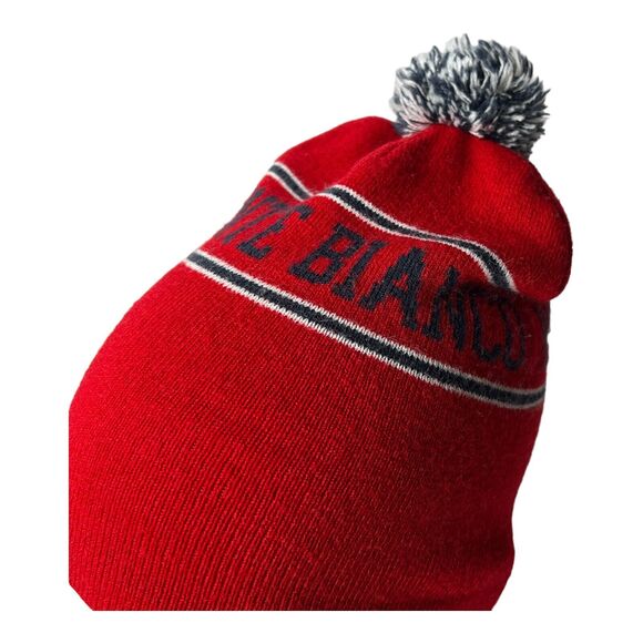 Monte Bianco Beanie Pom Hat Knit Red Winter Cap Adult Red Indie OSFM - Picture 4 of 5